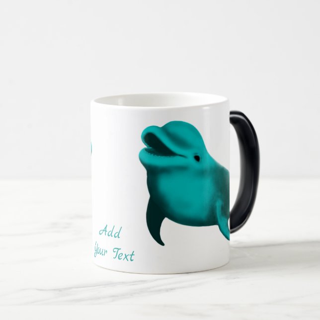 Caneca Mágica Golfinho Sortudo - Adicione seu texto (Frente Esquerda)