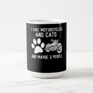 Caneca Mágica Gosto De Motociclos E Gatos De Arte Engraçada