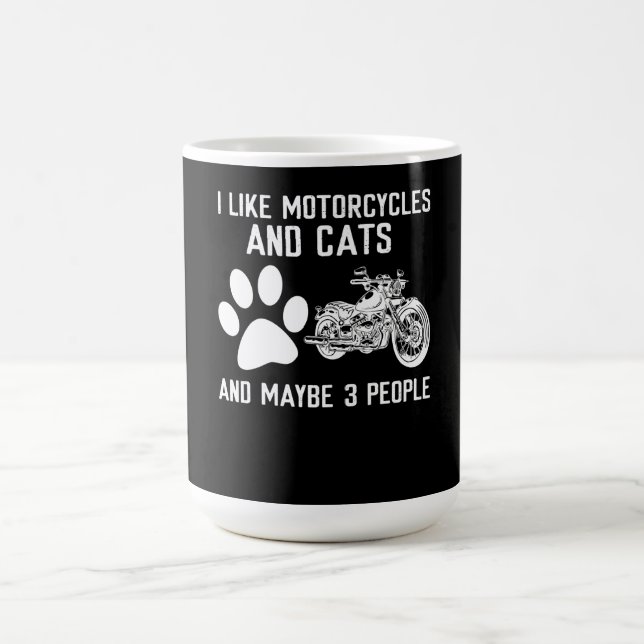 Caneca Mágica Gosto De Motociclos E Gatos De Arte Engraçada (Center)