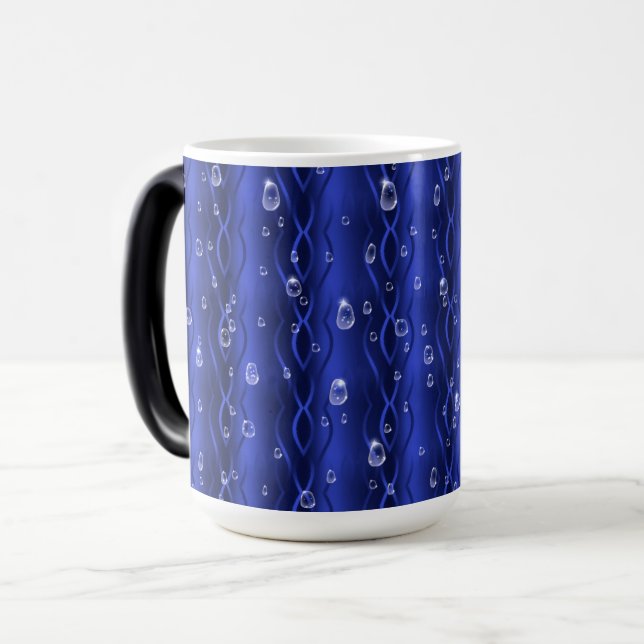 Caneca Mágica Gotas de chuva em metal azul (Frente Esquerda)