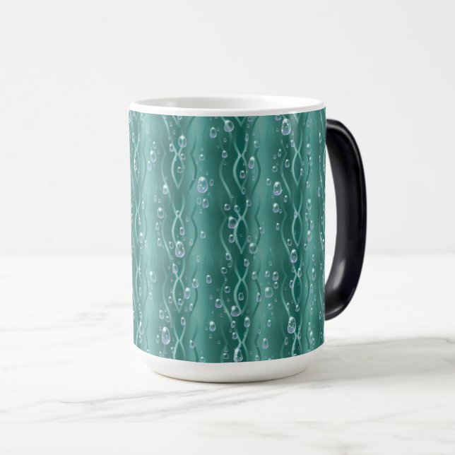 Caneca Mágica Gotas de chuva em metal verde (Frente Esquerda)