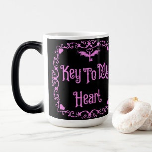 Caneca Mágica Goth do Vale-Presidente Chave do Meu Coração Rosa