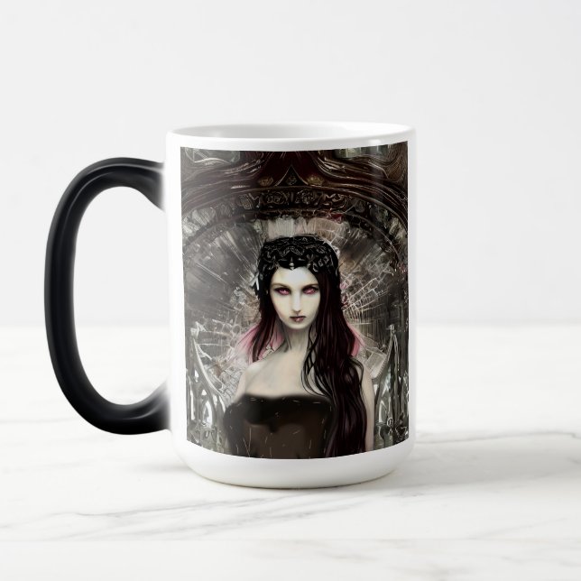 Caneca Mágica Gótica Steampunk Fallen Angel AI Art (Esquerda)