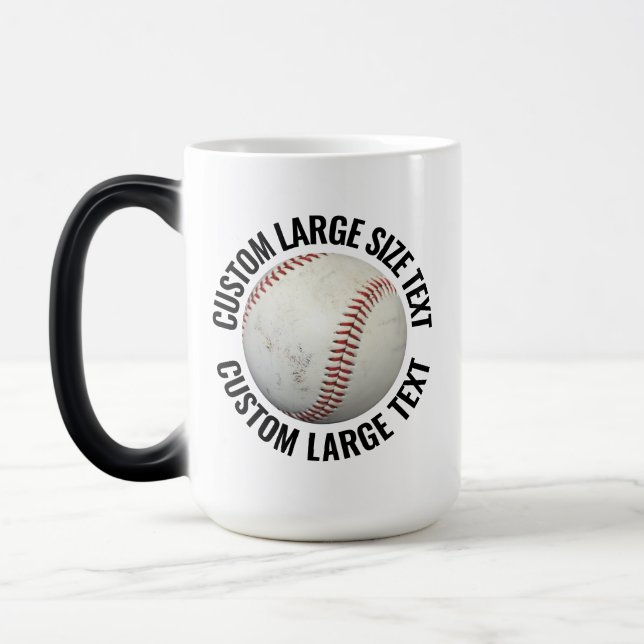 Caneca Mágica Grande Texto e Baseball 15oz Personalizado com Mud (Esquerda)