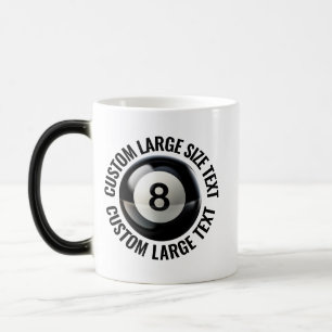 Caneca Mágica Grande Texto e Bola 8 de Piscina 330ml Personaliza