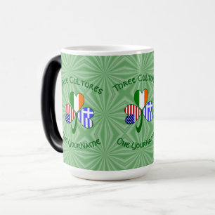 Caneca Mágica Grego - Irish American Flags Shamrock Personalizad