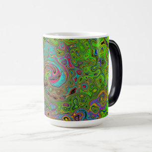 Caneca Mágica Groovy Abstrato Retro Remoinho Verde Lima e Azul