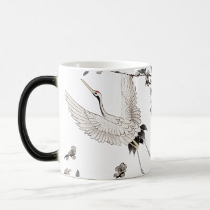 Caneca Mágica Grua japonesa tradicional com flor de ameixa