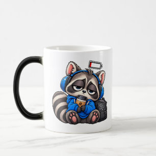 Caneca Mágica Guaxinim com Bateria Fraca e Café – Boas Vibrações