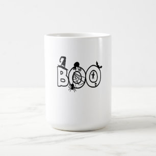 Caneca Mágica Halloween Boo com bruxas e aranha de gato preto