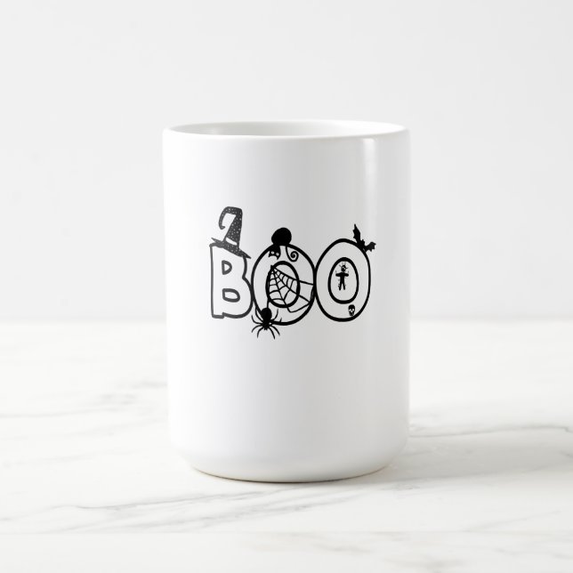 Caneca Mágica Halloween Boo com bruxas e aranha de gato preto (Center)