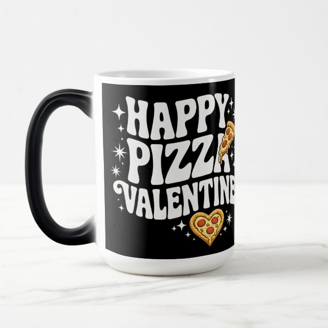 Caneca Mágica Happy Pizza Valentine Funny Pizza Love Design (Esquerda)
