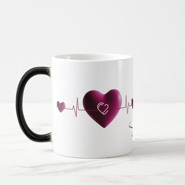 Caneca Mágica Heartbeat of Love - Modern Heartbeat Art Color (Esquerda)