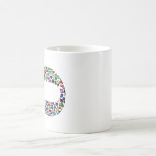 Caneca Mágica Hebraico - Letra 'CHAF' feita com gemas em todas a