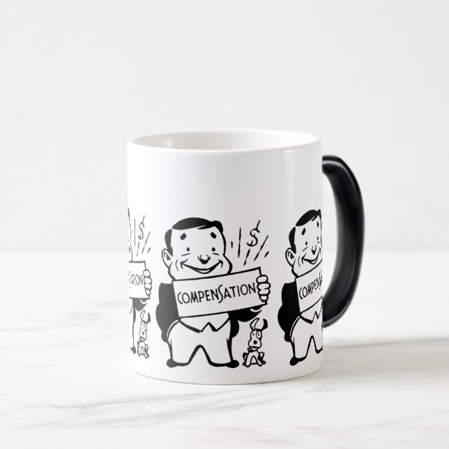 Caneca Mágica Homem Engraçado com Sinal: Humor de Compensação (Frente Esquerda)