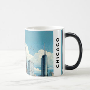 Caneca Mágica Horizonte de Chicago Moderno Azul