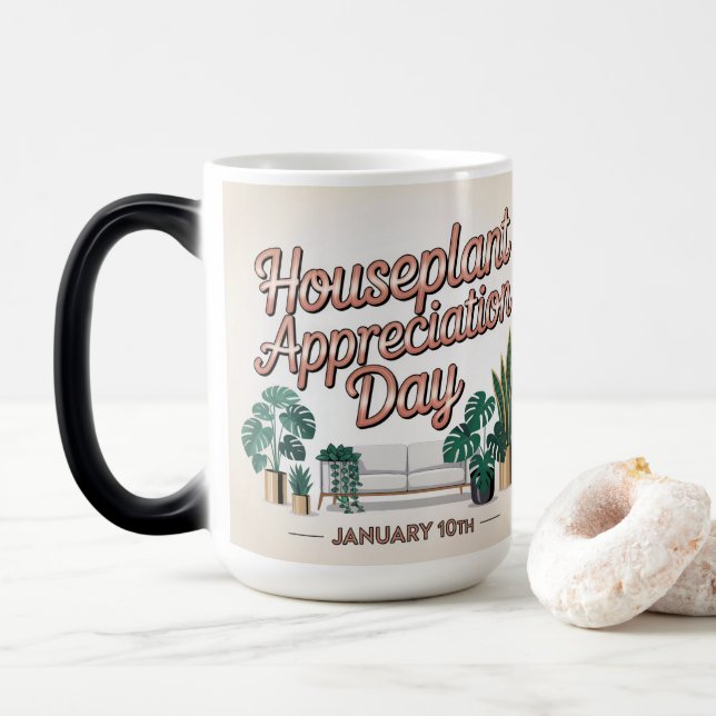 Caneca Mágica Houseplant Appreciation Day January 10 MorphingMug (Com Donut)