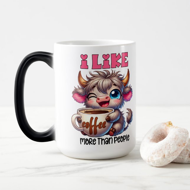Caneca Mágica I Like Coffee More Than People  (Com Donut)