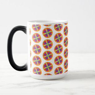 Caneca Mágica Ilustração de formas florais laranja