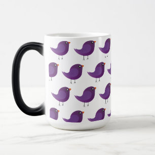Caneca Mágica Ilustração de Passarinho Roxo Fofo