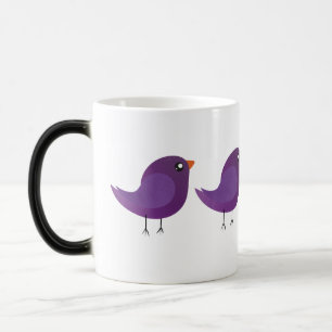 Caneca Mágica Ilustração de Pequeno Pássaro Roxo Fofo