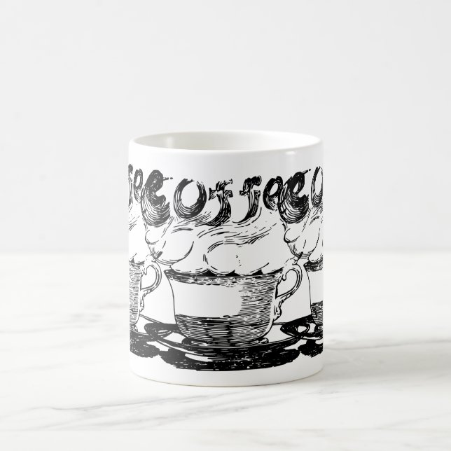 Caneca Mágica Ilustração desenhada à mão, bebida de café (Centro)