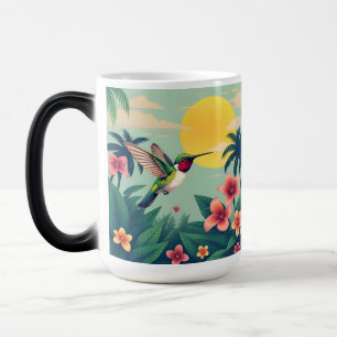 Caneca Mágica Ilustração Floral de Hummingbird Trocado por Ruby