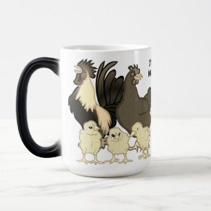 Caneca Mágica Ilustração Moderna Colorida de Galinhas