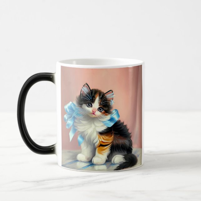 Caneca Mágica Ilustração Vintage Calico Kitten (Esquerda)