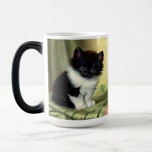 Caneca Mágica Ilustração Vintage Tuxedo Kitten