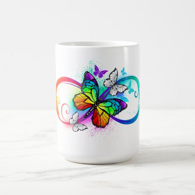 Caneca Mágica Infinidade brilhante com borboleta arco-íris (Center)