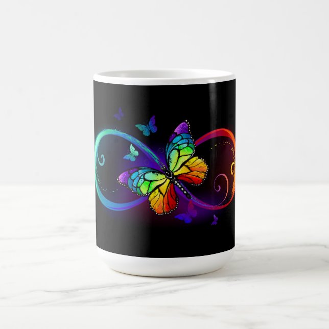 Caneca Mágica Infinidade vibrante com borboleta arco-íris em pre (Center)