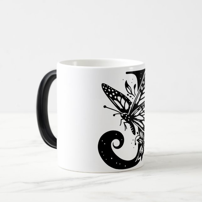 Caneca Mágica J Alphabet black butterfly (Frente Esquerda)