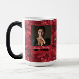 Caneca Mágica Jardim de Anêmonas Vermelhas Presente de Aniversár