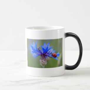 Caneca Mágica Joaninha Flores Azuis Arte Paz Amor Destino Vinha