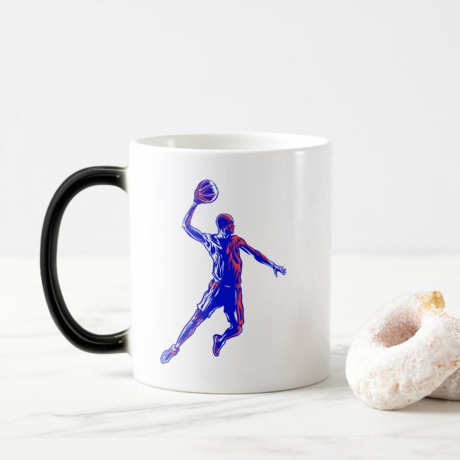 Caneca Mágica Jogador de basquetebol Slam Dunk, Vermelho e Azul  (Com Donut)