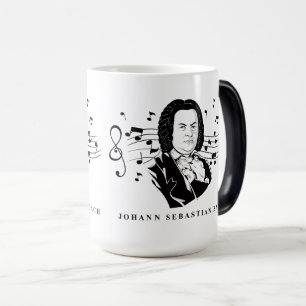 Caneca Mágica Johann Sebastian Bach Portrait e Bust com Notes