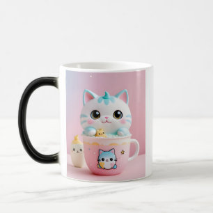 Caneca Mágica Kawaii Cat Bubble Tea Mug - Pastel Estético Cinto