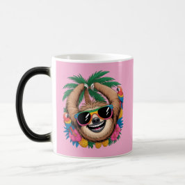 Caneca Mágica Kawaii Tropical Sloth – Cute Summer Vibes Rainbow