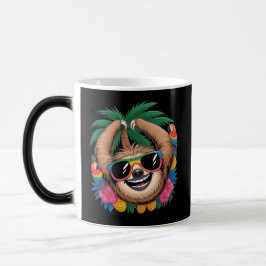 Caneca Mágica Kawaii Tropical Sloth – Cute Summer Vibes Rainbow