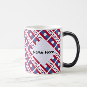 Caneca Mágica Laos Bandeira Laotiana Tiled Personalização Preta