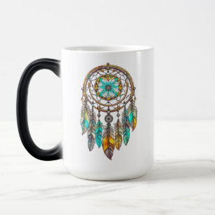 Caneca Mágica Lindo Dreamcatcher Azul Turquesa e Marrom   Sonhos