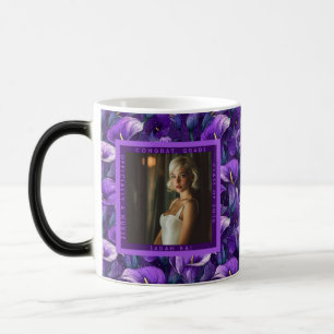 Caneca Mágica Lírios Cala Roxos Felizes Flor Graduação