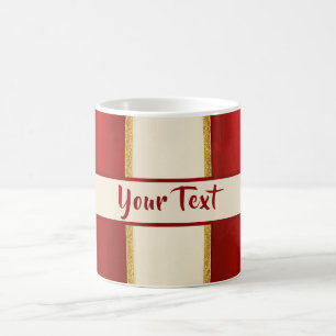 Caneca Mágica Listra Dourada Vermelha – Natal Moderno