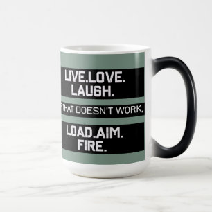 Caneca Mágica Live Love Laugh Load Aim Fire Graphic Design