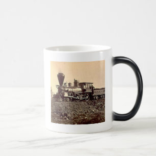 Caneca Mágica locomotiva a vapor ferroviária antiga vintage