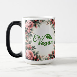 Caneca Mágica Logotipo de Folha Verde Vegana Vintage por Bearnd
