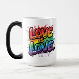 Caneca Mágica Love Is Love - Rainbow Pride Quote Art