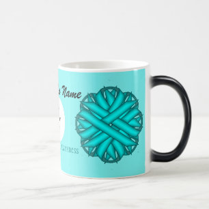 Caneca Mágica Lt Blue/Teal Flower Rbn Tmpl por Kenneth Yoncich
