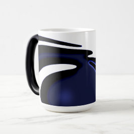 Caneca Mágica Lua azul: Abstrato azul, branco e preto